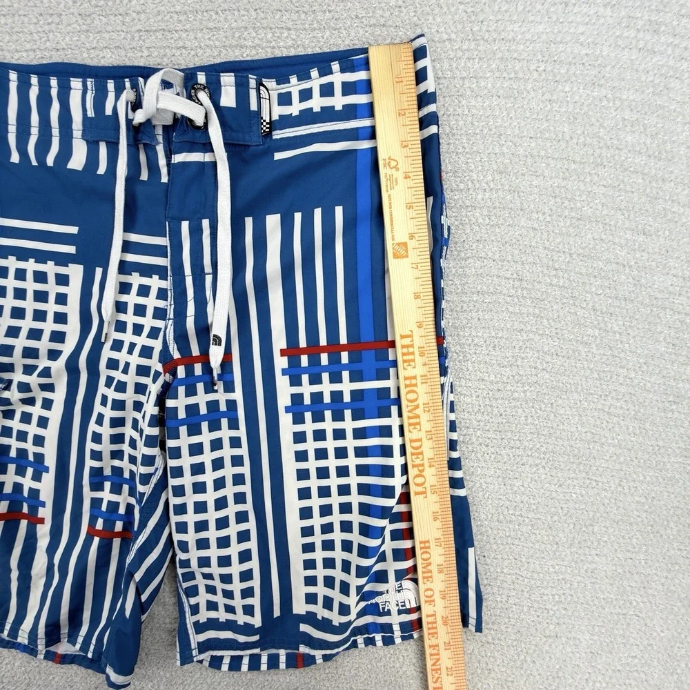 The North Face Board Shorts Mens 32 Blue Plaid Surf Swim Stretch Beach Trunks